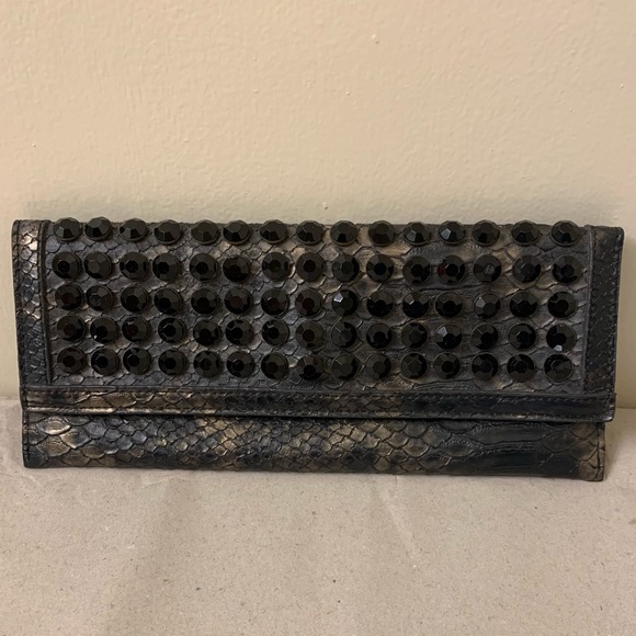 ❤️SALE❤️ Christian Audigier Snake Rhinestones Studs Clutch Bag Black Ed Hardy - Picture 6 of 6